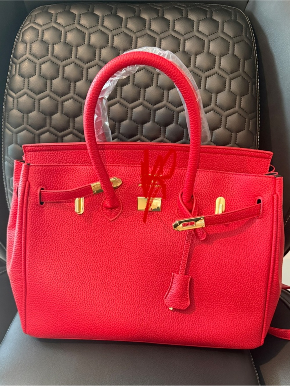 Red Leather Top-Handle Women’s Tote